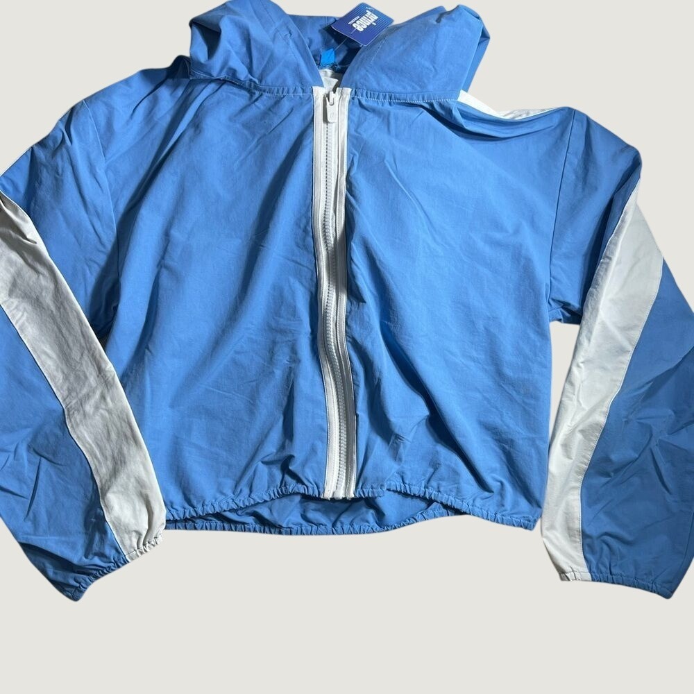 Prince Pickleball Womens Blue Colorblock Cropped Hooded Windbreaker Jacket M NEW